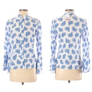 NWT Michael Michael Kors Blue Coral Rouched Shirt